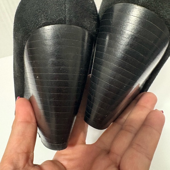 Cole Haan Lainey Black Suede Wedge Dress Heels w Nike Comfort Sole. Round Toe. - Picture 4 of 11